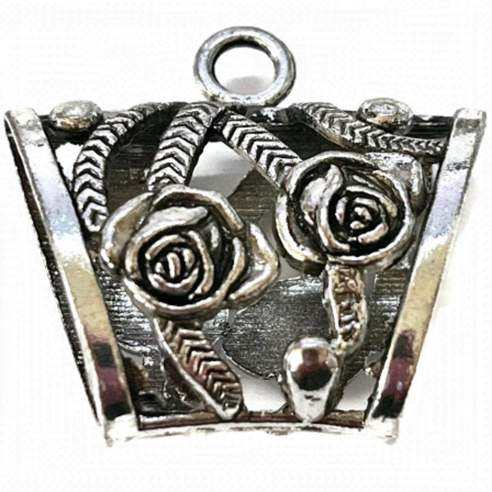 $1 Clearance Large Scarf Pendant Tibetan Style Hanger Bail Tube Carved Roses (1)